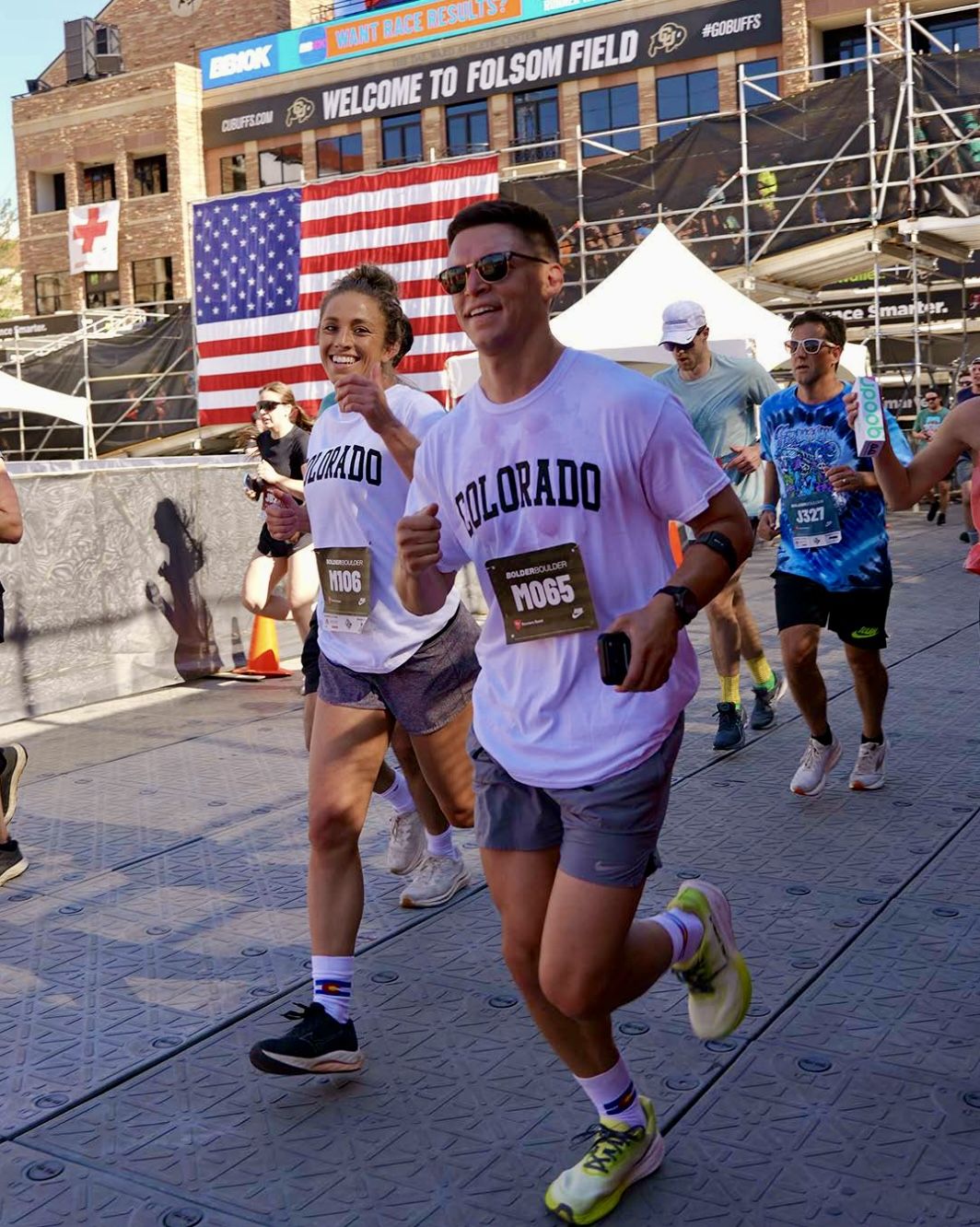 Dr. Bennett running the BOLDERBoulder at Folsom Field